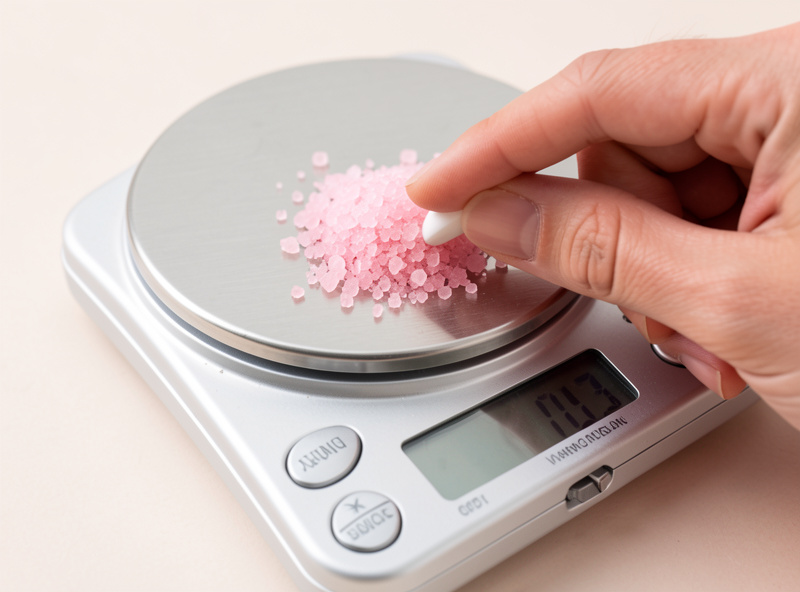 Precision jewelry scale showing curing salt being weighed to a tenth of a gram for a meat cure
