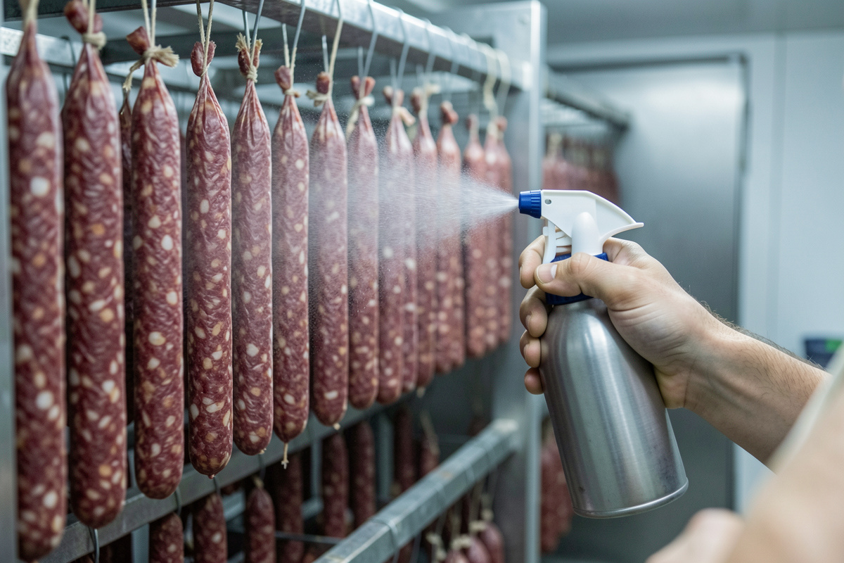 How to Spray Penicillium Mold Culture on Salami for Even Coverage